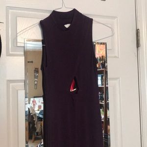 Gorgeous deep plum high neck keyhole prom gown